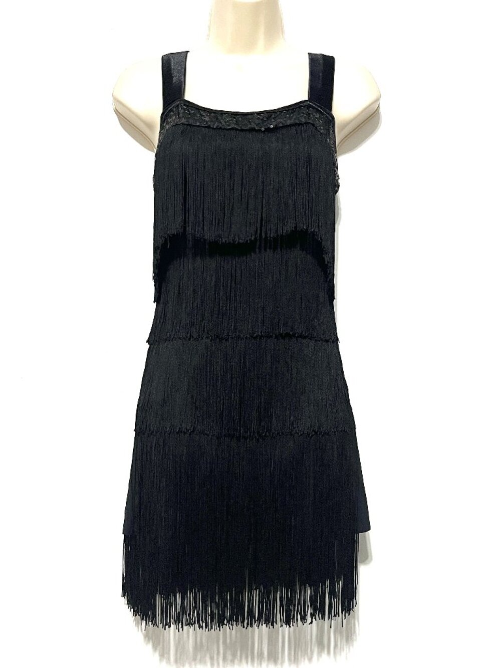 Weissman Womens Flapper Dance Costume Dress Adult S 1920s Black Fringe 10544